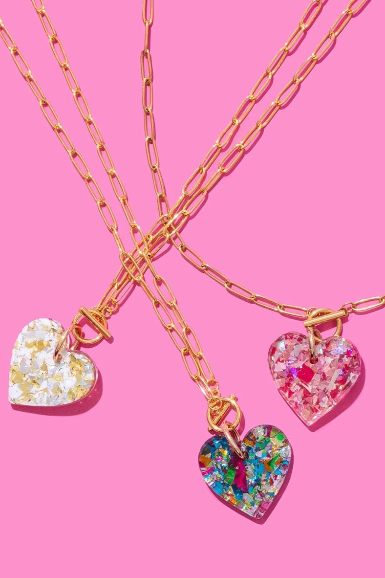 Taylor Elliott | Heart Necklace | Pink Confetti