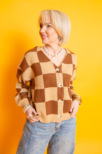 Checkmate Cardigan | Brown