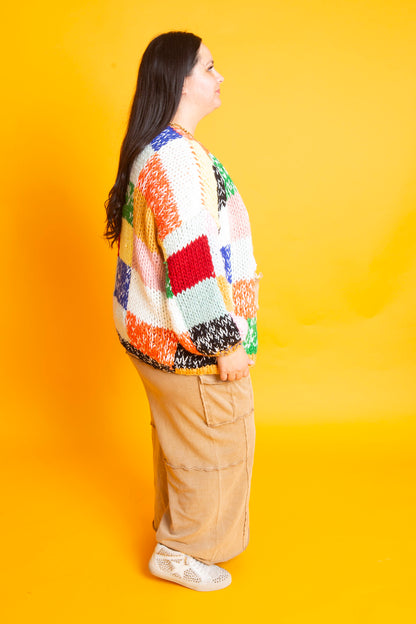 Patchwork Cardigan | S-3XL