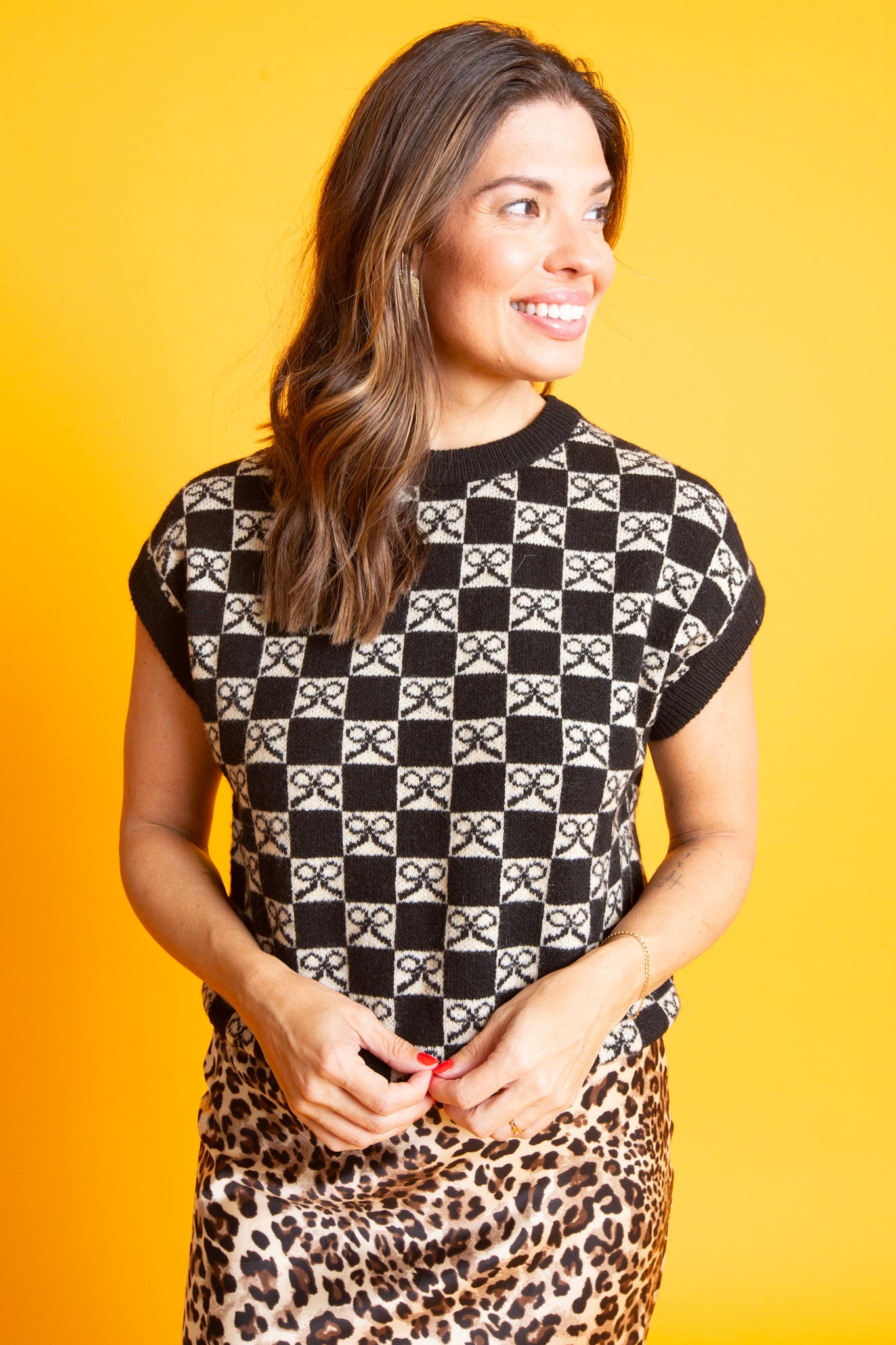 Bow Checkered Top