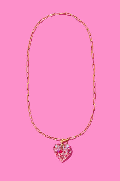 Taylor Elliott | Heart Necklace | Pink Confetti