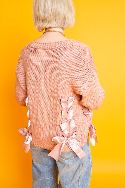 Pink Satin Cardigan