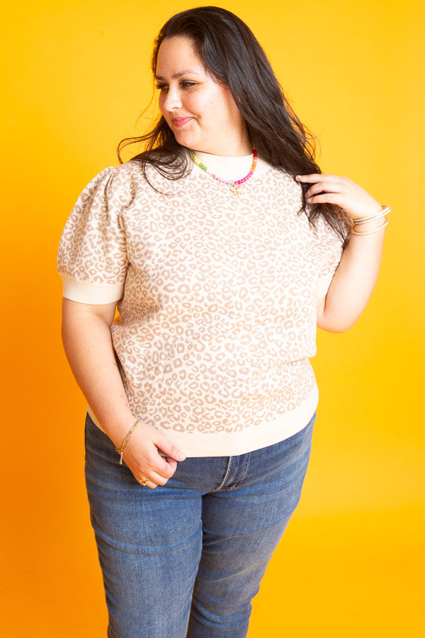 Neutral Side Sweater Top | Curvy