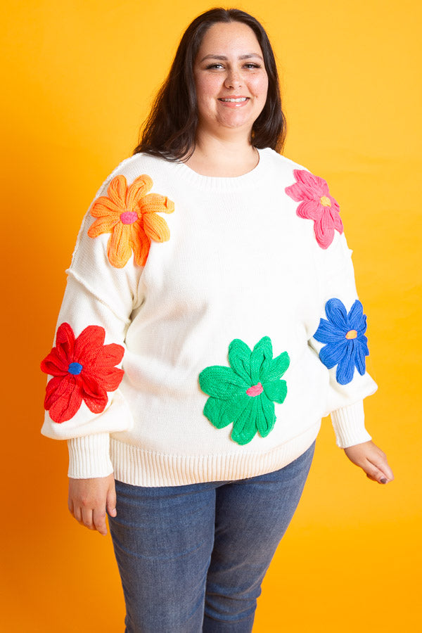 Neon Daisy Sweater | Curvy