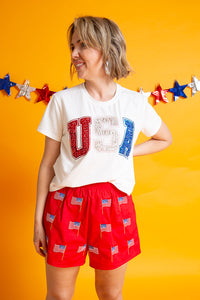 Queen Of Sparkles | American Flag Shorts