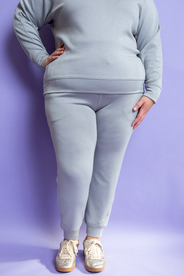 Soft Blue Crew Neck Top | Curvy