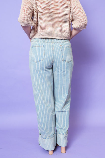 Stripe Wide Leg Denim