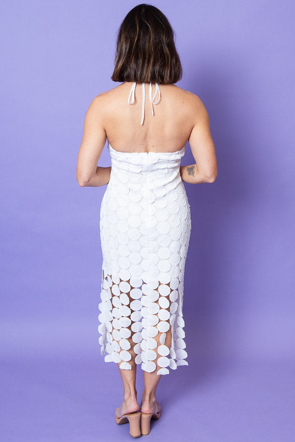 Circle Fringe Crochet Midi Dress