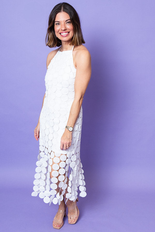 Circle Fringe Crochet Midi Dress