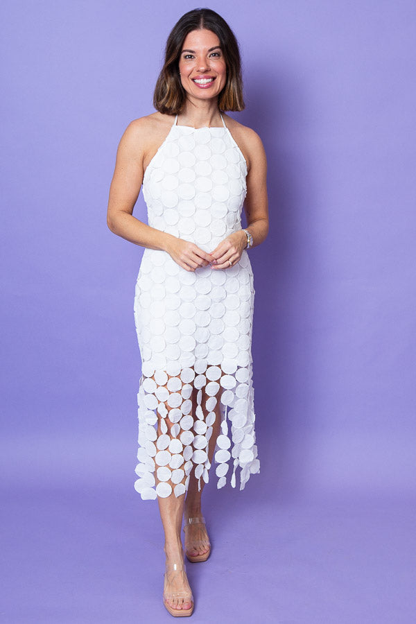 Circle Fringe Crochet Midi Dress