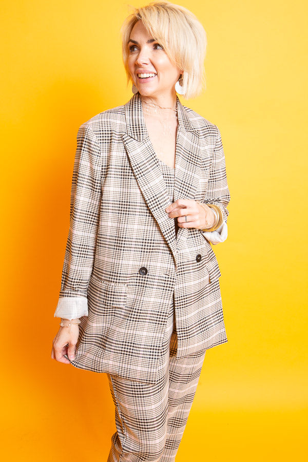 Pink Plaid Blazer