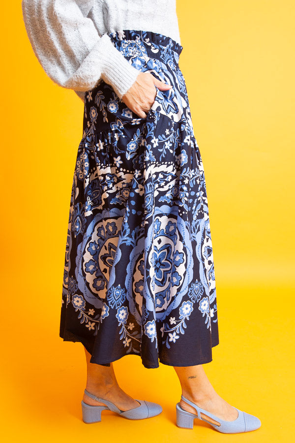 Vera Blue Midi Skirt