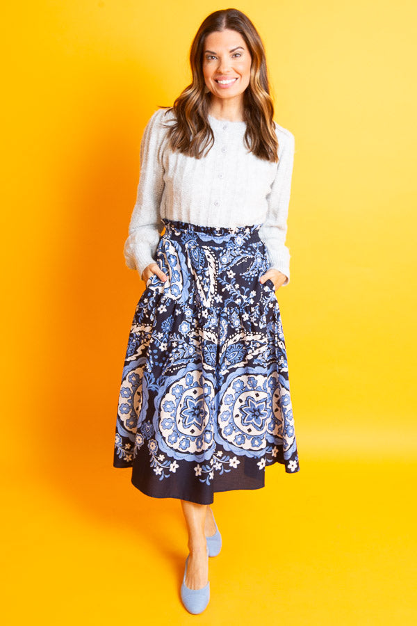 Vera Blue Midi Skirt