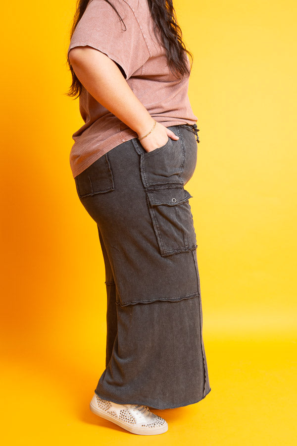 Cargo Lounge Pant Black | Curvy