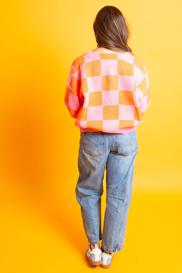 Checkmate Cardigan | EKB PINK & ORANGE