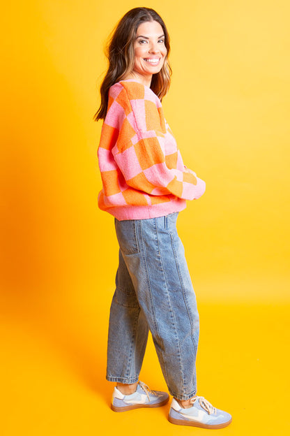 Checkmate Cardigan | EKB PINK & ORANGE