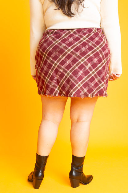 Cranberry Plaid Skirt | Curvy