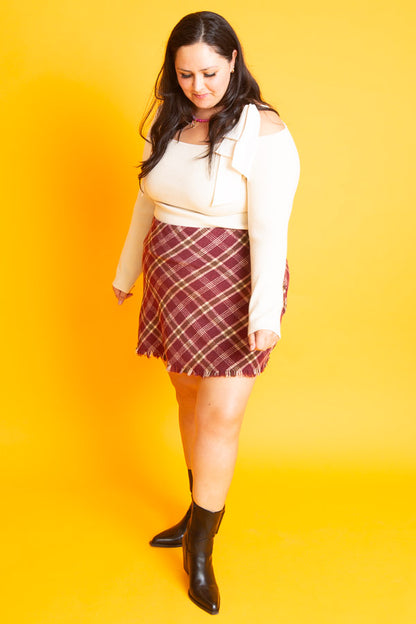 Cranberry Plaid Skirt | Curvy