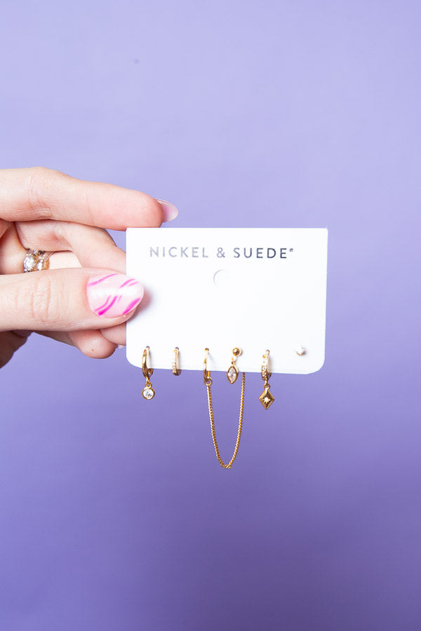 NICKEL AND SUEDE | Gold assorted Dainty earrings Set