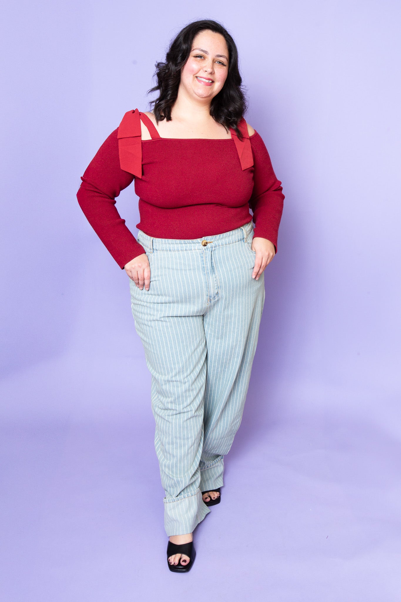 Tie Shoulder Top | Burgundy | Plus