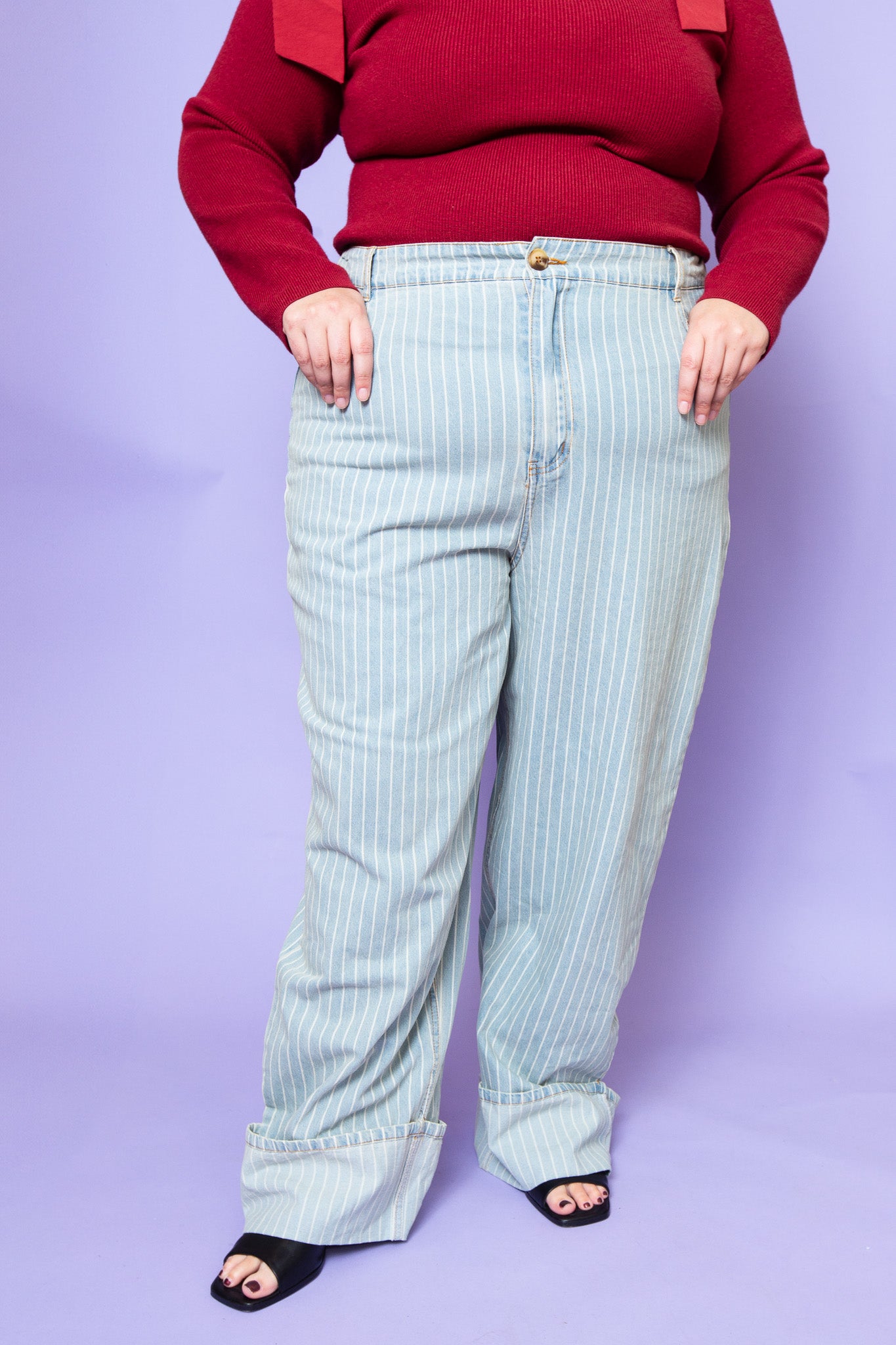 Stripe Wide Leg Denim | Plus