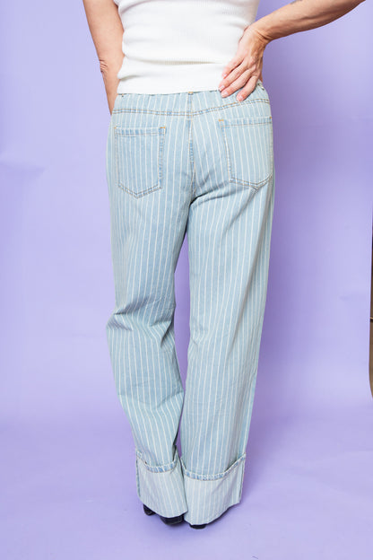 Stripe Wide Leg Denim