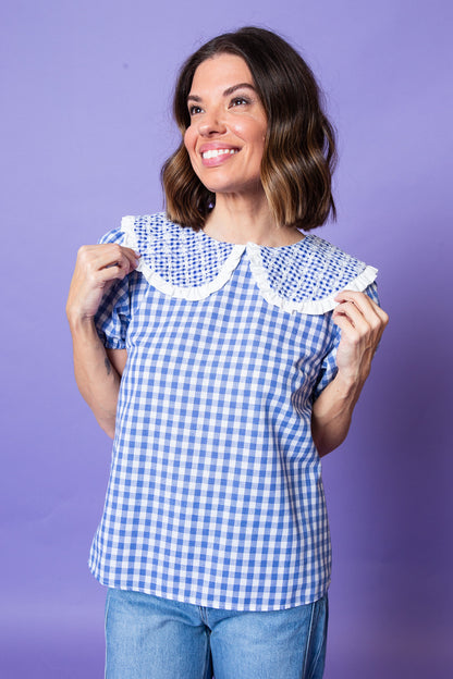 Blue Skies Plaid Top